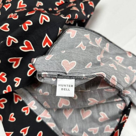 Hunter Bell Womens Jenkins Heart Print Dress Size Small Puff Sleeve Valentines - Picture 10 of 11